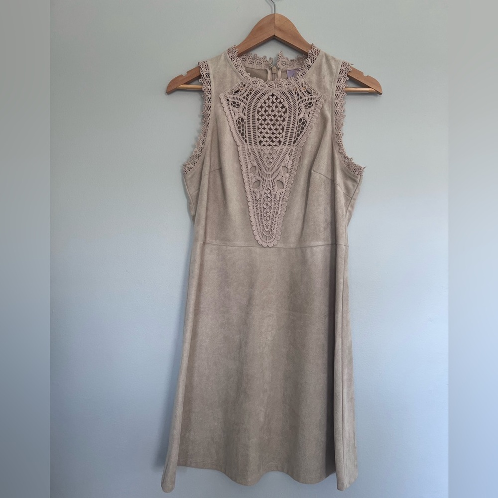 Francesca’s Sleeveless faux suede A line dress